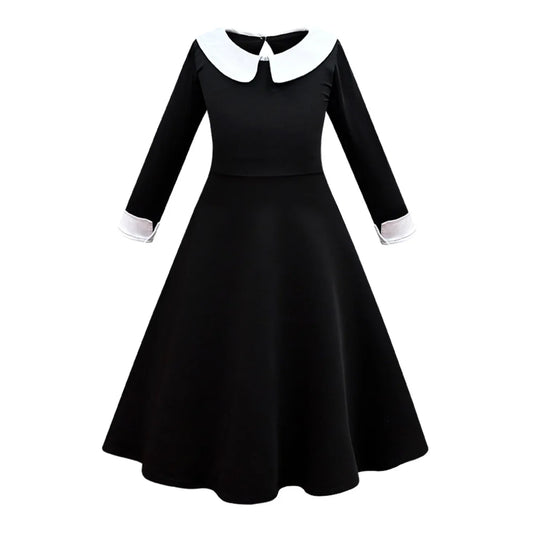 Halloween Wednesday School Uniform Girls Adams Black Gothic Costume Kids 2-12 Years Carnival Cosplay Party Long Sleeve Outfit