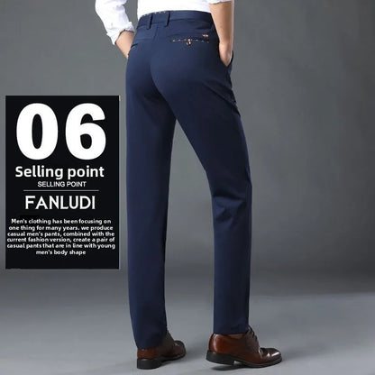 Slim Fit Mens Trousers 4-Way Stretch, Wrinkle Free Formal Office Pants, Breathable Thin Dress Pants for Business Travel Wedding