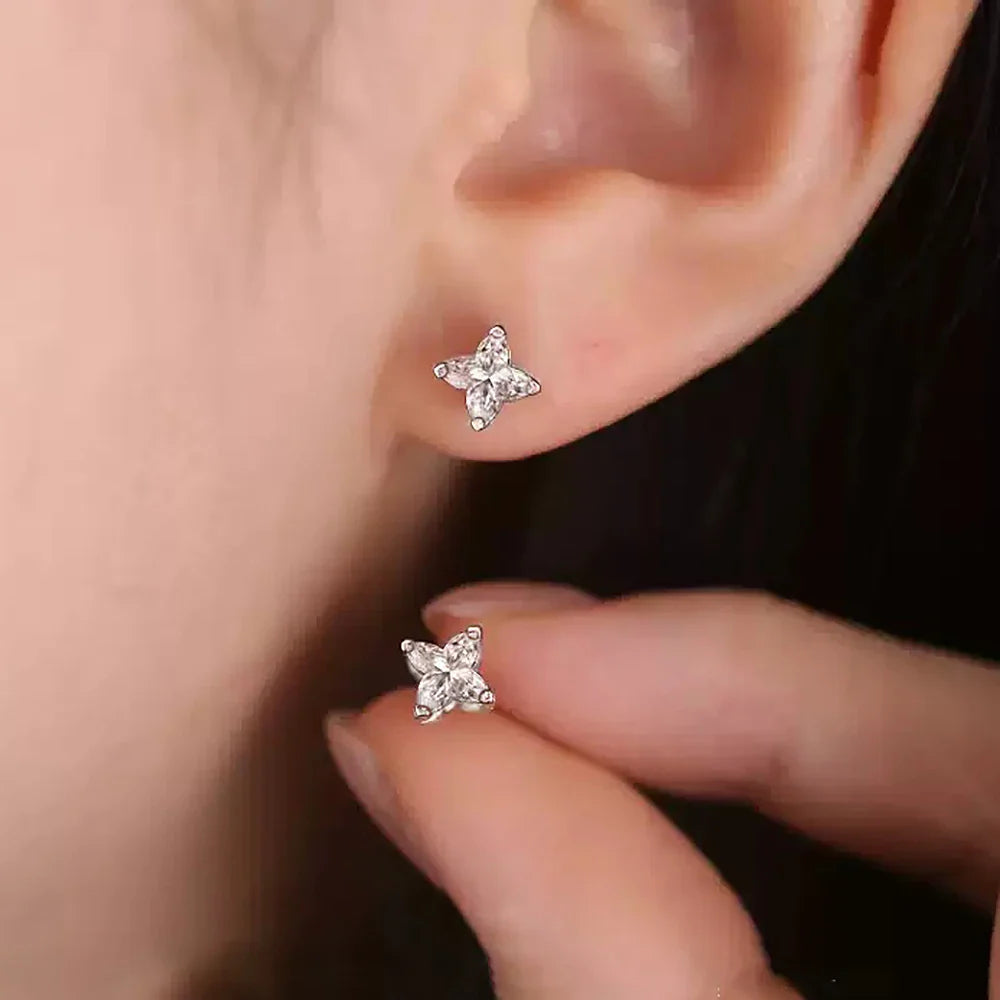 4/5mm Lily Antique Flower Cut Moissanite Diamond Stud Earring for Women S925 Silver Plated 18k Gold Bridal Fine Jewelry With Gra