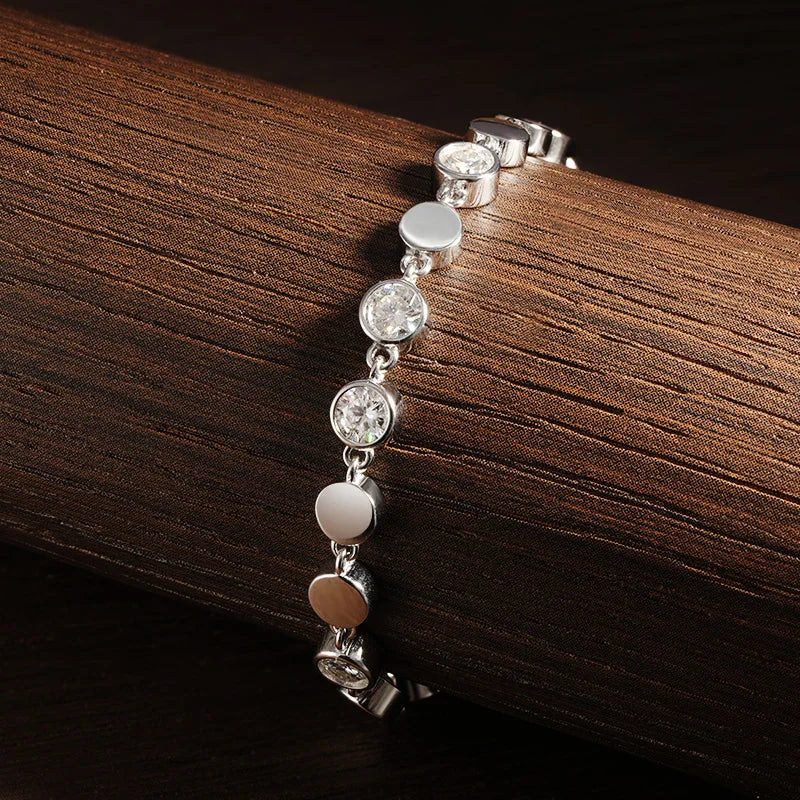 D VVS All Moissanite Tennis Bracelet 4mm 2.4ct Lab Diamond Wedding Fine Jewelry 925 Sterling Sliver Bracelets for Women