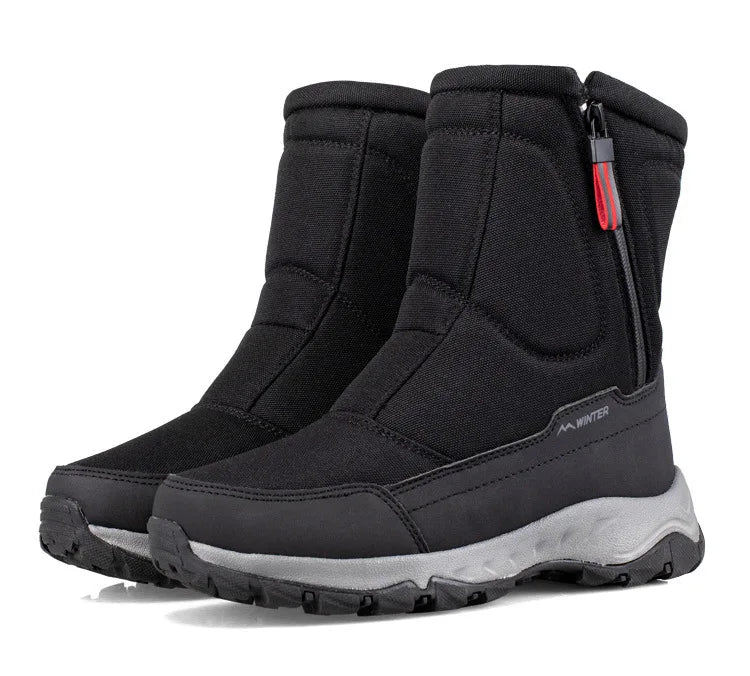 Large Size Winter Men's Boots Warm Plush Ankle Boots Sweat Wicking High-Top Warm Snow Boots Outdoor Sneakers Winter Men's Shoes
