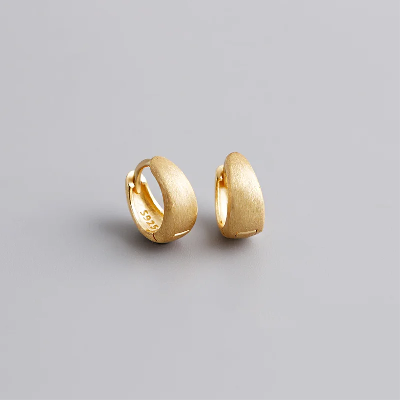 925 Sterling Silver Premium Matte Minimalism Unisex Huggies Ear Hoops Earrings for Women Gothic Piercing Men's Jewelry