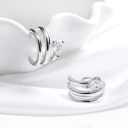 18K Plated Certified Full Moissanite Clip Earrings for Women Pear Cut Pure 925 Silver Lab Diamond Jewelry Wholesale