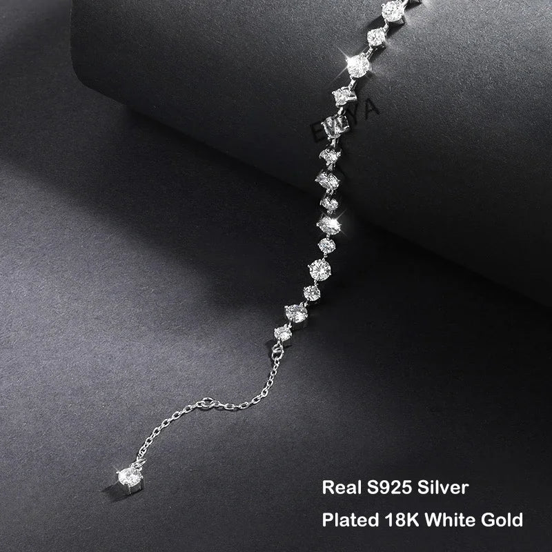 New In D Color 3/4mm Full Moissanite Tennis Bracelet For Women Lady S925 Silver GRA Certified Diamond Link Bracelets Gift
