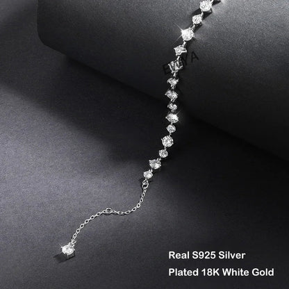New In D Color 3/4mm Full Moissanite Tennis Bracelet For Women Lady S925 Silver GRA Certified Diamond Link Bracelets Gift