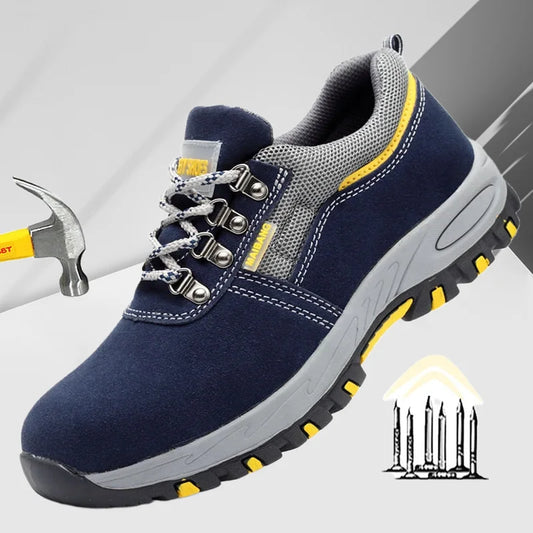 Mens Work leather Boot Safety Shoes Steel Toe Cap Puncture-Proof Work Sneakers Indestructible Work Shoes Men Shoes male kevlar