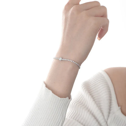 100% Real 1.7CT Round Cut Full Moissanite Tennis Bracelet for Woman Girl Party S925 Sterling Silver Diamond Link Bracelets