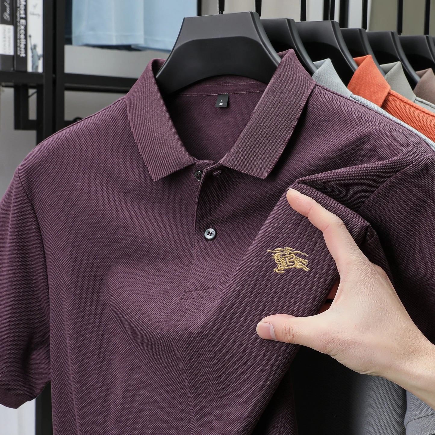 100% high-quality pure cotton men's summer polo T-shirt popular business commuting breathable cozy exquisite luxurious embroider