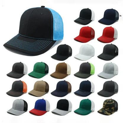 New Fashion Slight Curved Brim Baseball Cap For Men Women Summer Breakable Net Blank Truck Caps Sun Hat