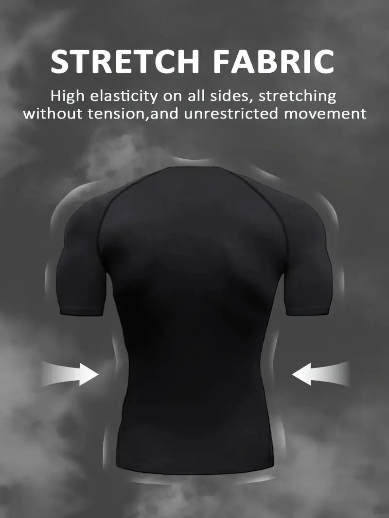 Men's Compression Shirts Fitness Snake Print Gym Shirts Quick Dry Rashguard Short Sleeve Sportswear Jogging Tops Tees Summer