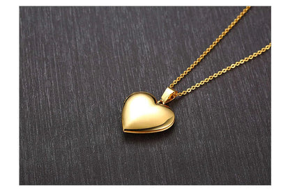 Light Heart Locket Pendants for Women Men Openable Photo Frame Glossy Stainless Steel Necklaces Family Love Collar