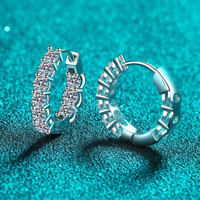 3mm D Color Moissanite Hoop Earring 925 Sterling Silver Plated with Gold Plated Earrings for Women Party Wedding Jewelry