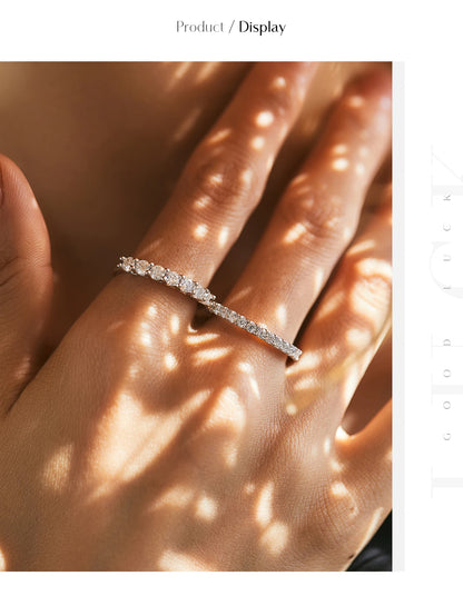 Moissanite Wedding Band 925 Sterling Silver Ring Platinum Plated Lab Diamond Stackable Crown Jewelry For Women Gifts