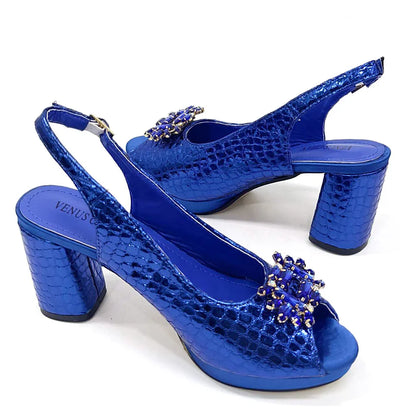 Italian Design Rhinestone-encrusted Ladies Party Shoes And Special Bag High Heels And Dual Purpose Bag Women's Shoes