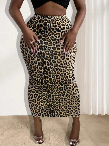 Leopard Print Bodycon Skirt Elegant High Waist Skirt For Spring & Summer Womens Clothing