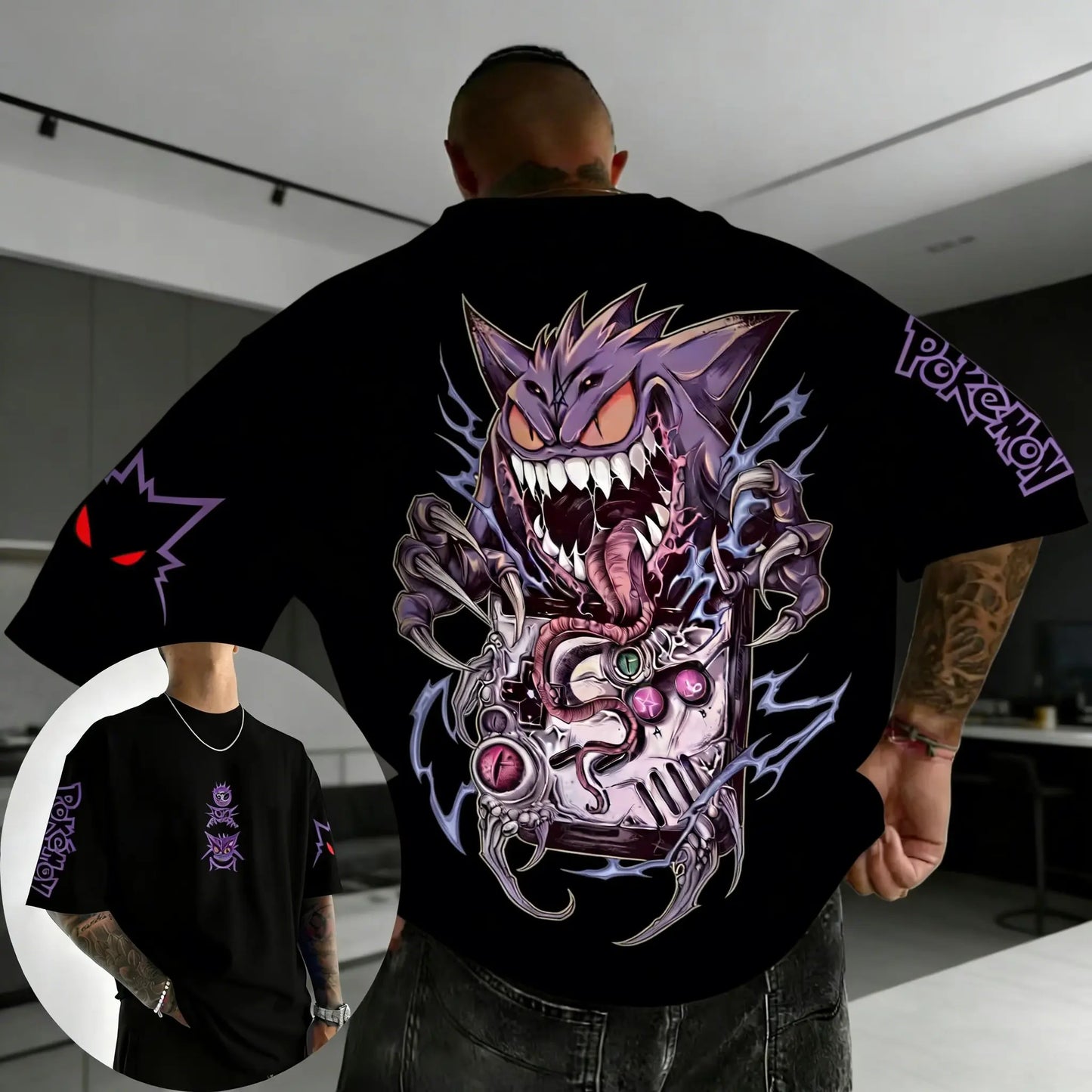Anime Gengar Graphic T-shirt Man Women Summer Unisex Streetwear Hip-hop Loose Casual Short Sleeved Tee Tops