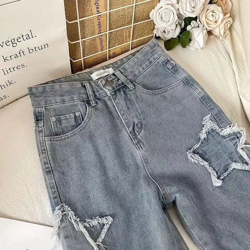 Denim Popular Ins Fashion Korean wIth Star Spring Loose Fitting Jeans