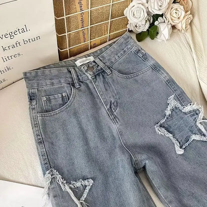 Denim Popular Ins Fashion Korean wIth Star Spring Loose Fitting Jeans