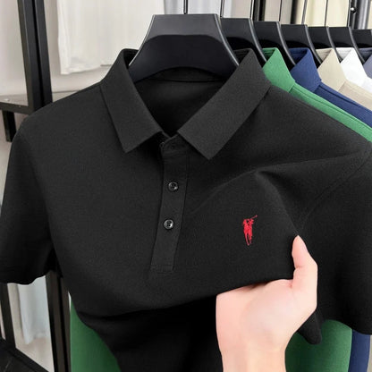 Luxury brand pony embroidery short sleeve polo shirt summer breathable solid color casual men T-shirt fashion high-end Paul top
