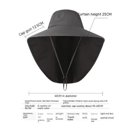 Wide Brim Sun Hat with Neck Flap for men women Adjustable Outdoor