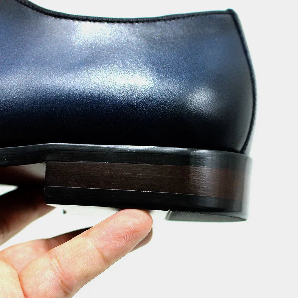 Genuine Leather Mens Formal Shoes Handmade Classic Whole Cut Oxfords Business Lace-up Plain Toe Wedding Dress Shoes for Men