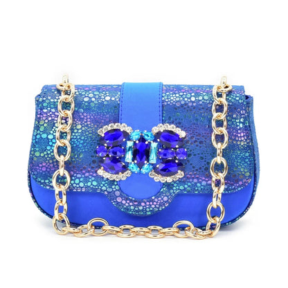 New Fashion Nigerian Banquet Shoes and Bag Set Rhinestone Ladies Matching Shoes and Bag High Heel for Weddings and Parties