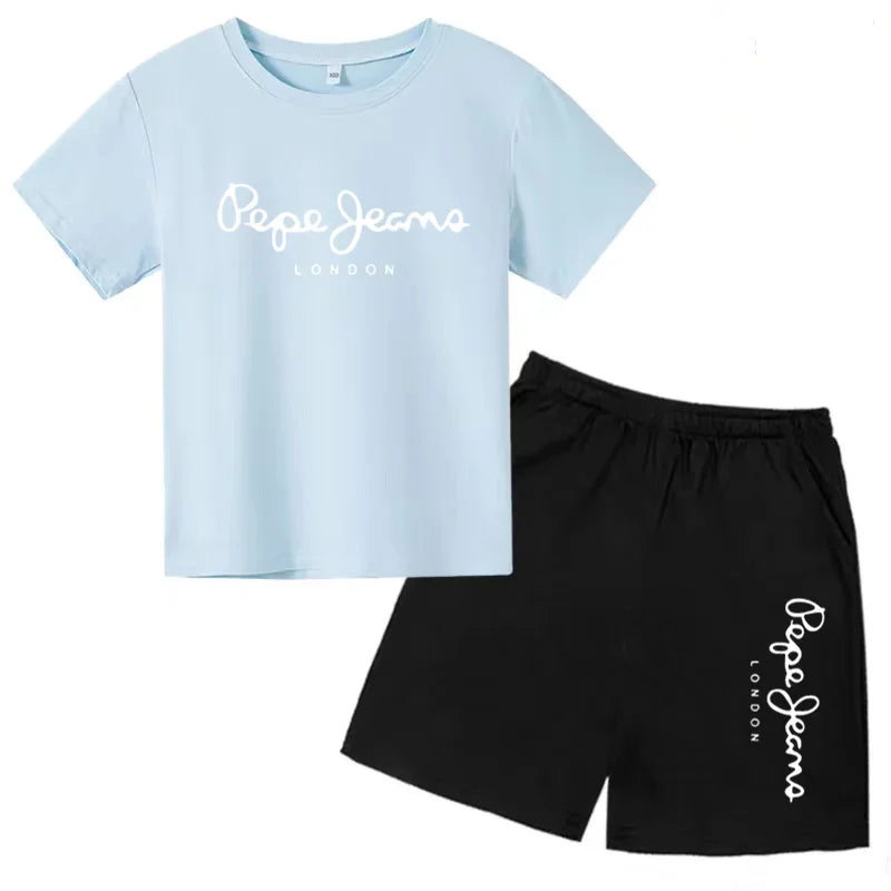 Kids Summer T-shirt Boys Girls Toddler Clothes Charming Letter Print 3-12Y Short Sleevd + Shorts Sports Brand Fashion Casual Set