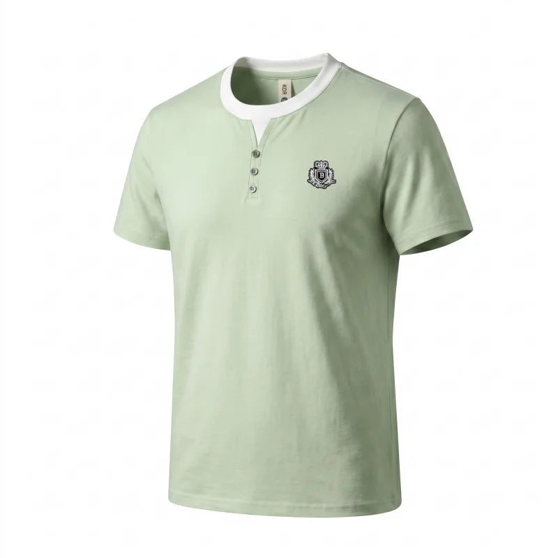 designer men's summer vacation two piece t-shirt round neck embroidered british style short sleeve casual fashion men's wear top