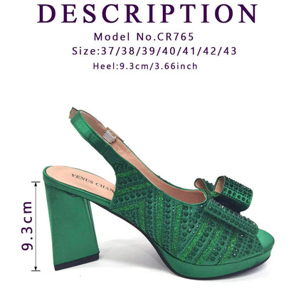 Black Color Elegant High Heels Nigeria Popular Design African Ladies Shoes And Bag Set for Wedding Party