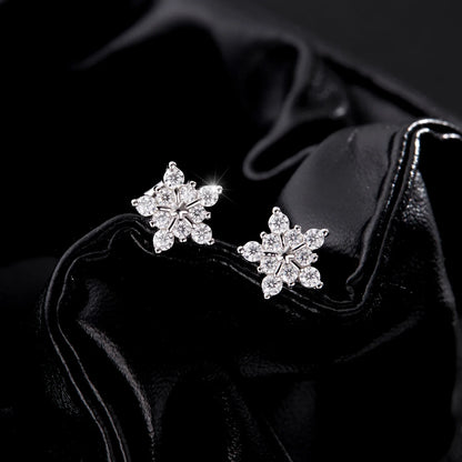 D Color Dazzling Moissanite Earrings 925 Sterling Silver Trendy Cute Snowflake Stud Earrings For Women Fine Jewelry