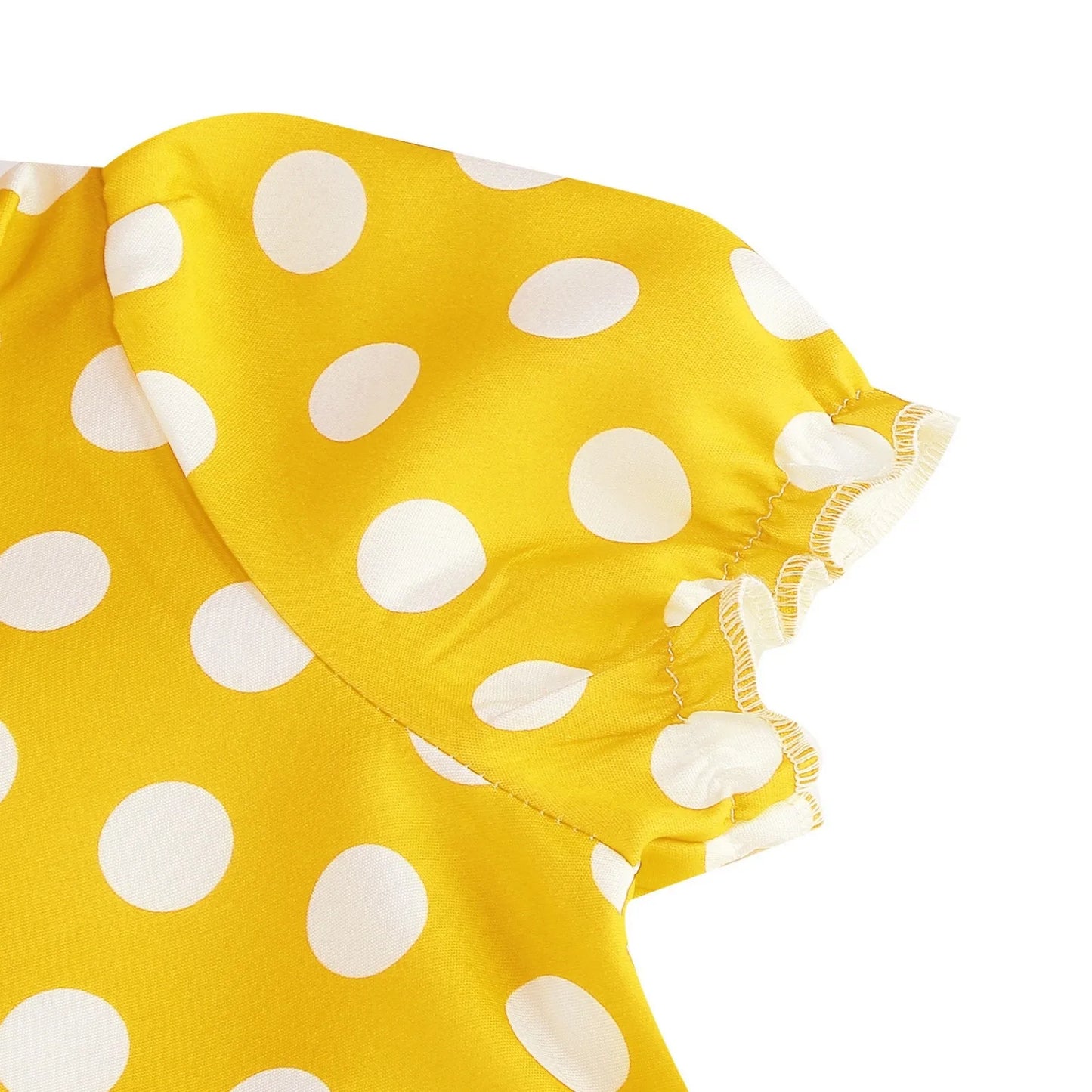 New Fashion Kids Dress For Girls Polka Dot Short-sleeved Children Dress With Baby Collar Daily Girls Casual Costume