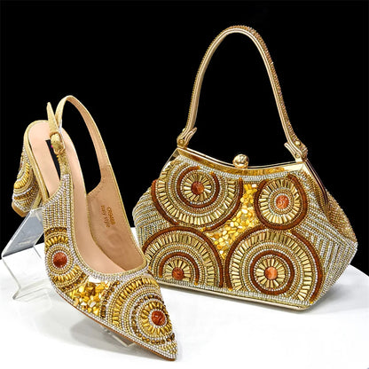 Black Women Shoes And Bag Set Fashion African Ladies High Heels Pumps Match With Handbag Fashion Sandals Femmes