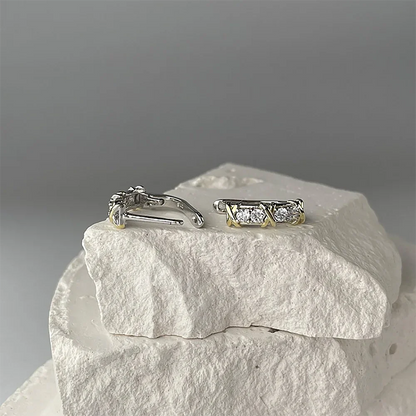 X-Shape Yellow Gold Cross Moissanite Diamond Hoop Earrings for Women 925 Sterling Silver Plated 18k Gold U-shaped Ear Buckle