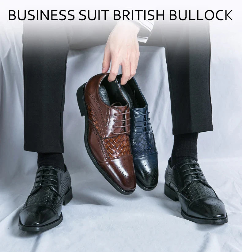 Fashion Brogue Shoes Dress Wedding Social Office Leather Shoes For Men Classic Casual Business Party Formal Leather Shoes Man