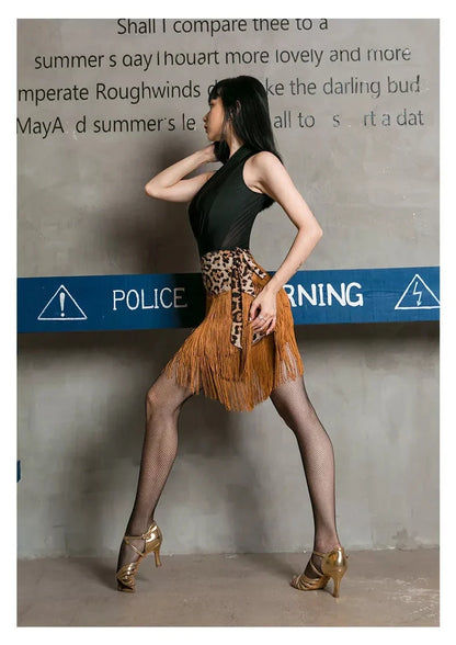 Adult Women's Latin Dance Practice Costume Skirt ter Ne Svel High Waist A-Line Long Dr Irregular Square Dance A...