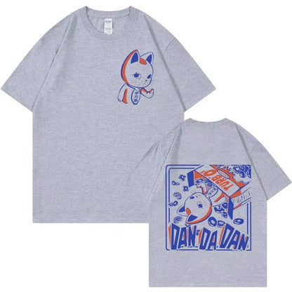 Funny Japan Anime Dandadan Turbo Granny Cat Graphic T Shirt Fashion Cartoon Oversized Tee Men Women Vintage Casual Cotton Tops