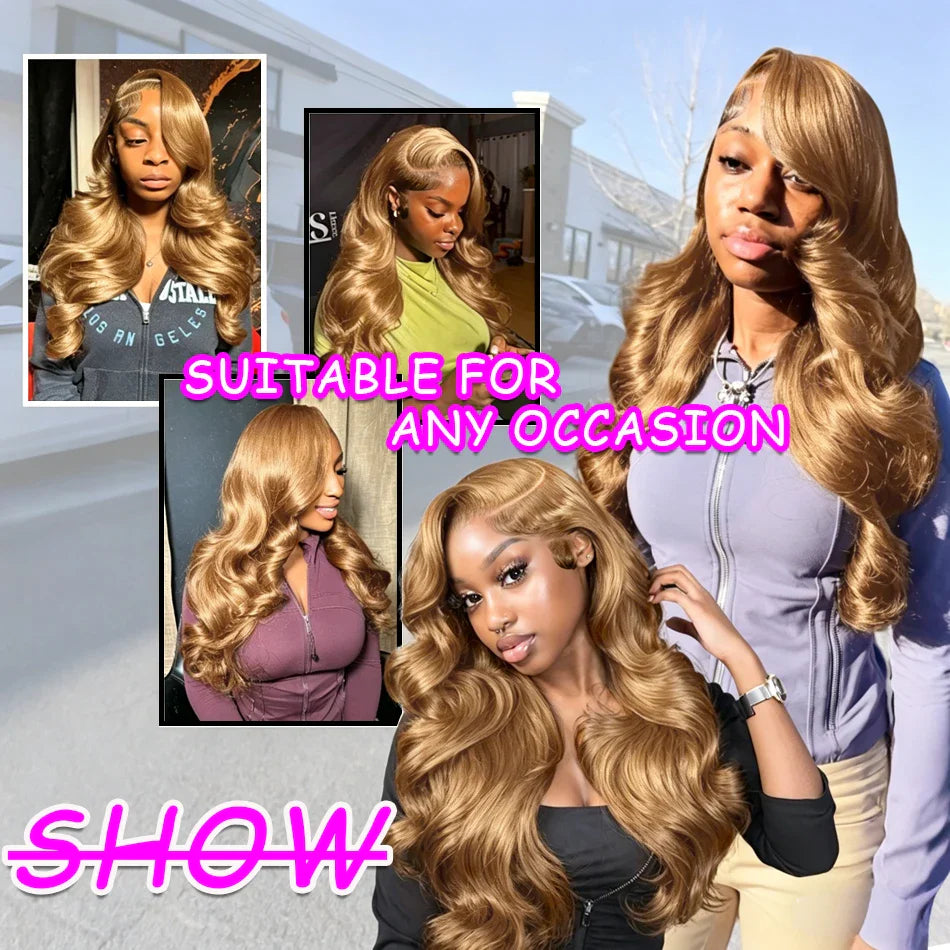 34 36inch 27 Honey Blonde Body Wave Wig Human Hair 13x6 Transparent Hd Lace Frontal Wig For Women 250 Density Brazilian Wigs