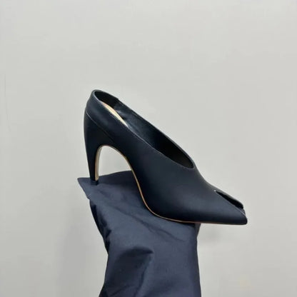 Show Style 10.5cm High Heel Fish Mouth Sandals Spring/Summer Black and White Fashion Sexy Professional Commuter Slippers Size 43