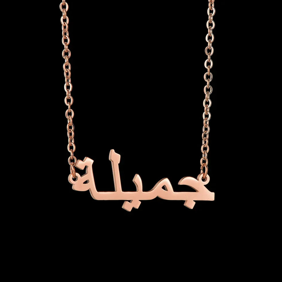 Customized Fashion Stainless Steel Name Necklace Personalized Letter Gold Color Choker Necklace Pendant Nameplate Gift
