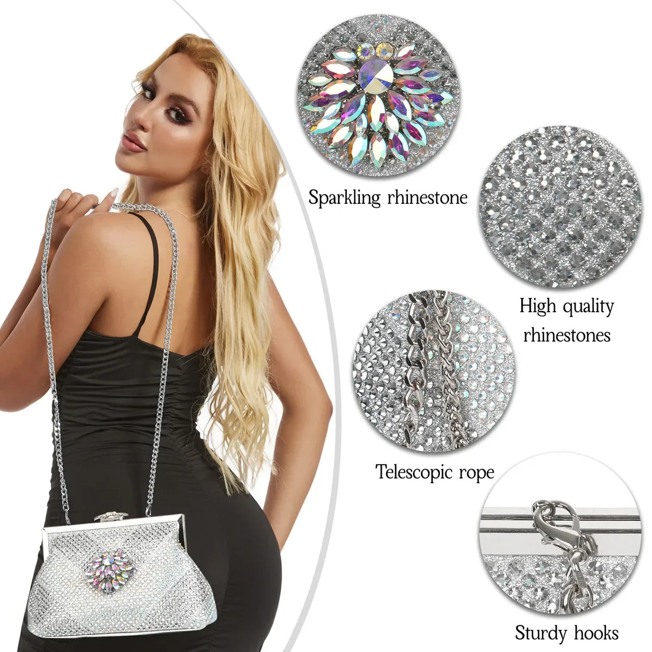 Italian Design Rhinestone Luxury Wine Colour Pointed Toe Shoe & Bag Set Women's High Heels for Parties