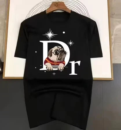 Women's Summer Cotton Short-sleeved T-shirt, Comfortable and Breathable, Fashionable and Trendy, Light Luxury Casual Printed Top