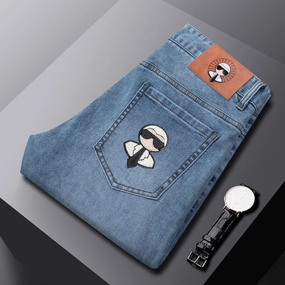 Fashion Men Jeans Stretch Straight Leg Casual Slim Fit Denim Pants Male Brand Luxury Design Business Classic Trousers