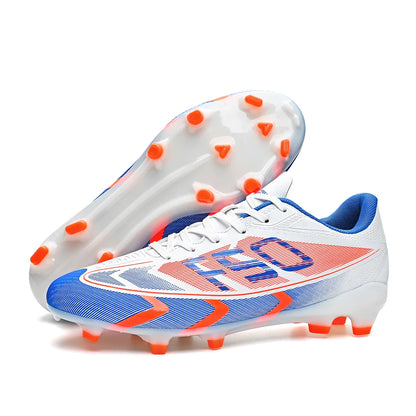 Lightweight AG /FG Soccer cleats PU Fabric Sweat Absorbent Upper TPU Non-slip Sole Durable Boys Girls Football Training