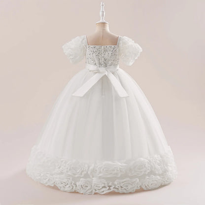 Summer Flower Girls Party Dress Elegant Tulle Bridesmaids Wedding Princess Dresses Girl Gala Birthday Evening Christmas Costumes