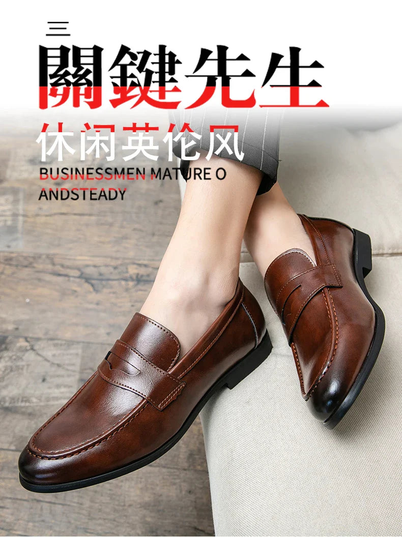 Men's Dress Shoes Trend Casual Business Leather Shoes For Men Classic Slip On Formal Social Wedding Leather Shoes Men Loafers
