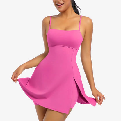 Safe Sports Dress Golf Tennis Gym Yoga Dresses Women Girl Running Workout Long Skirts Fitness Outdoor One Piece Dress