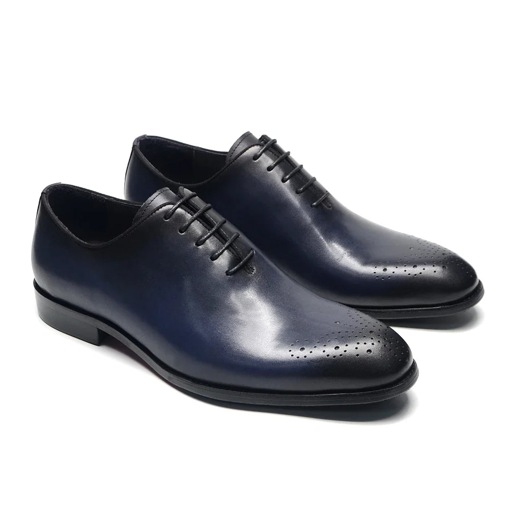 Luxury Classic Mens Oxford Dress Shoes Whole Cut Genuine Leather Handmade Lace-up Formal Shoe for Men Wedding Business Office