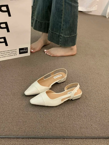 luxury designer fashion PU leather design ladies summer new style pointed toe low heel women sandals non-slip flat shoes