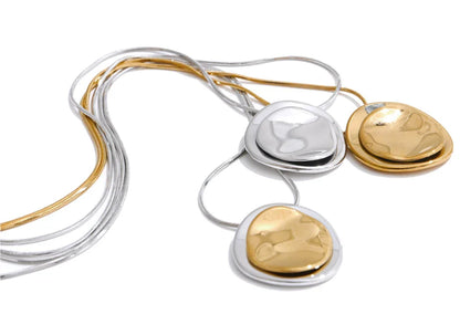 Double Round Pendant Fashion Necklace Water Resistant Metal Stainless Steel Daily Waterproof Jewelry Recommend