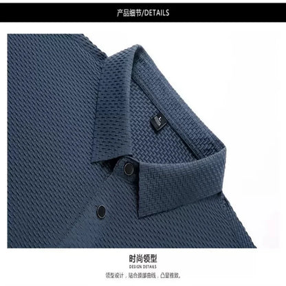 New men's high-quality ice silk short sleeved polo shirt for summer fashion, casual, comfortable, breathable and cool top